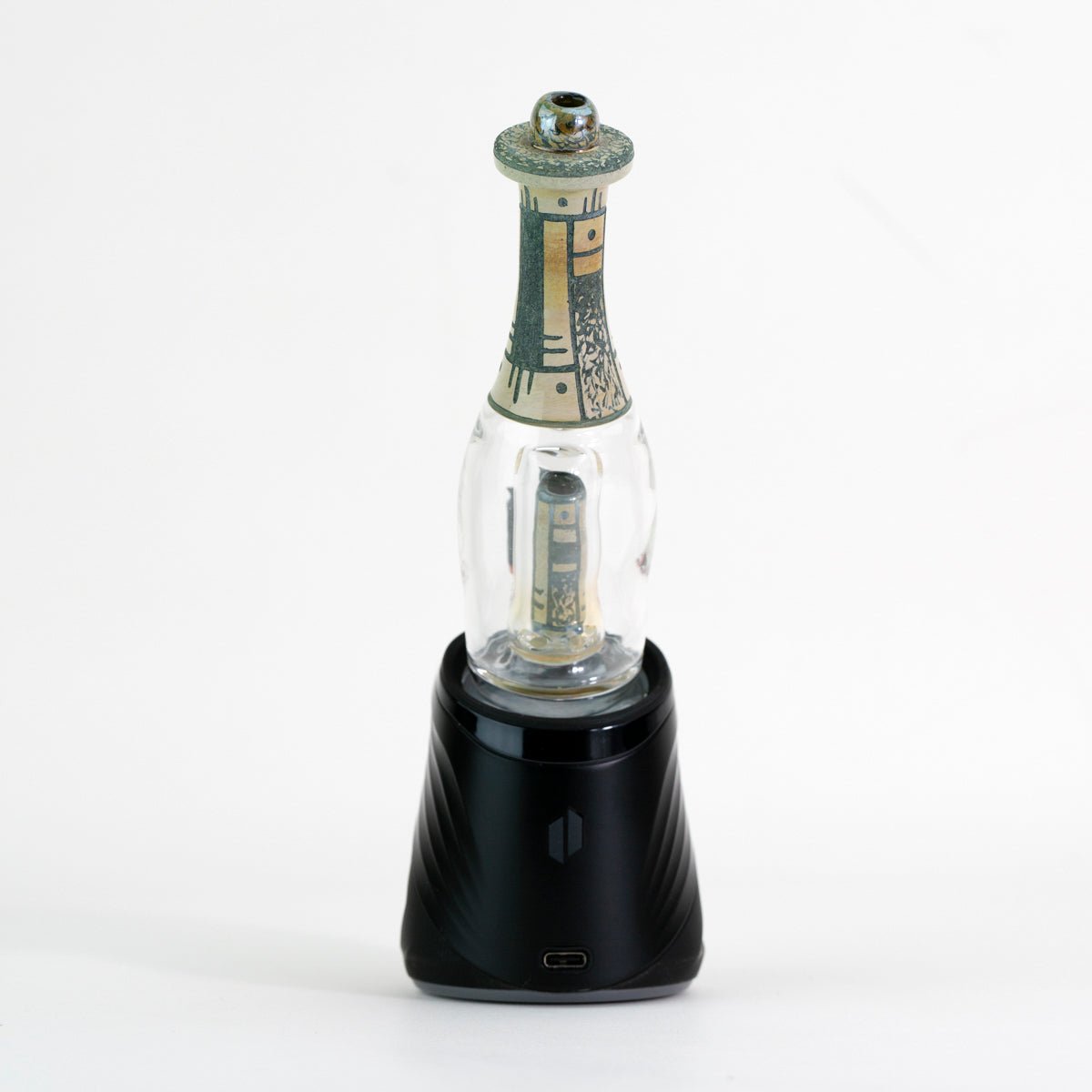 Green engraved water peak attachment on white background