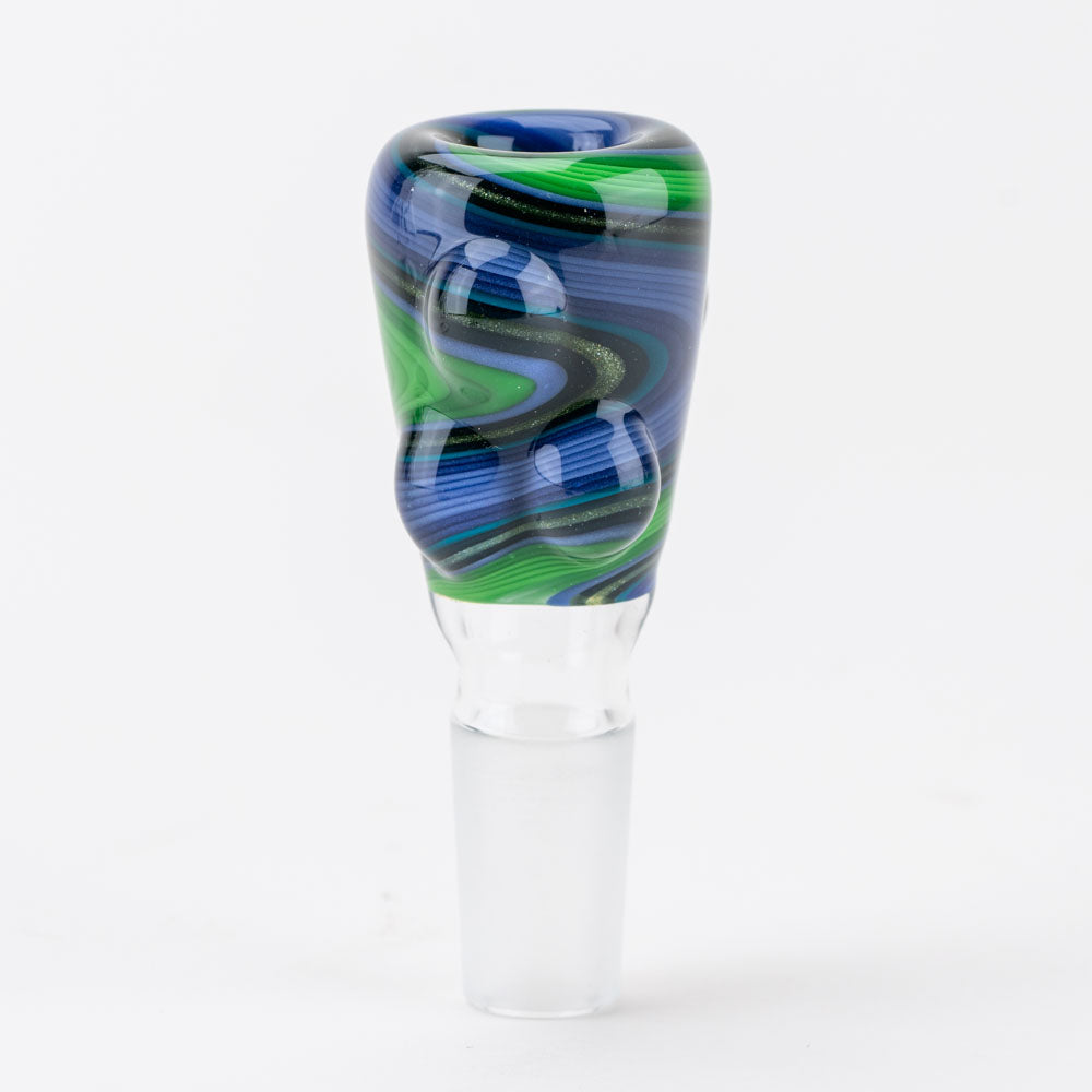 Marbled Push Wigwag Bowl Piece Vigil Glass heady glass green blue ghost opaline sparkle colors