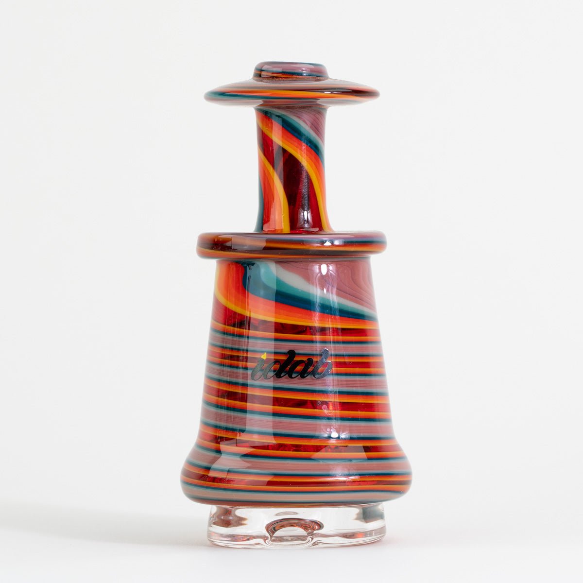 Sunset iDab temple glass bottle for Puffco device on white background