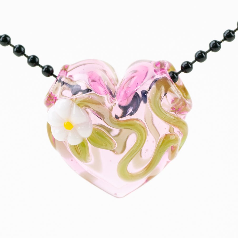 Anthea Glass Flower in Bloom Heart Pendant - Empire Smokes