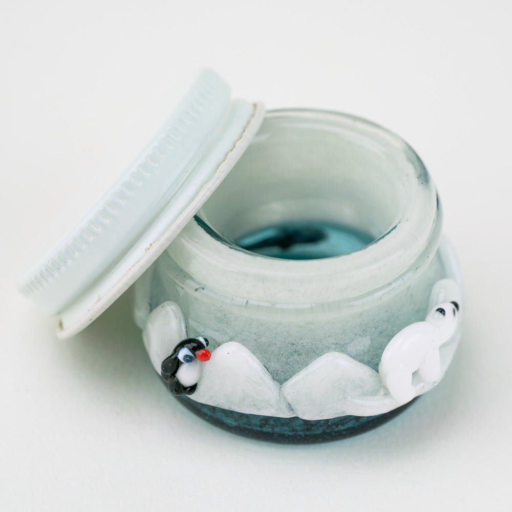 Empire Glassworks Arctic collection terp jar displayed with white snow accents and ocean creatures
