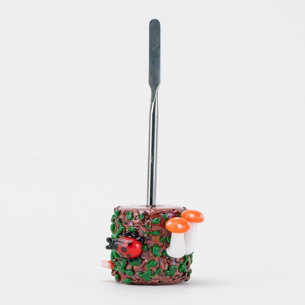 Bug's Life glass dabber tool with garden-inspired lampwork and metal working end