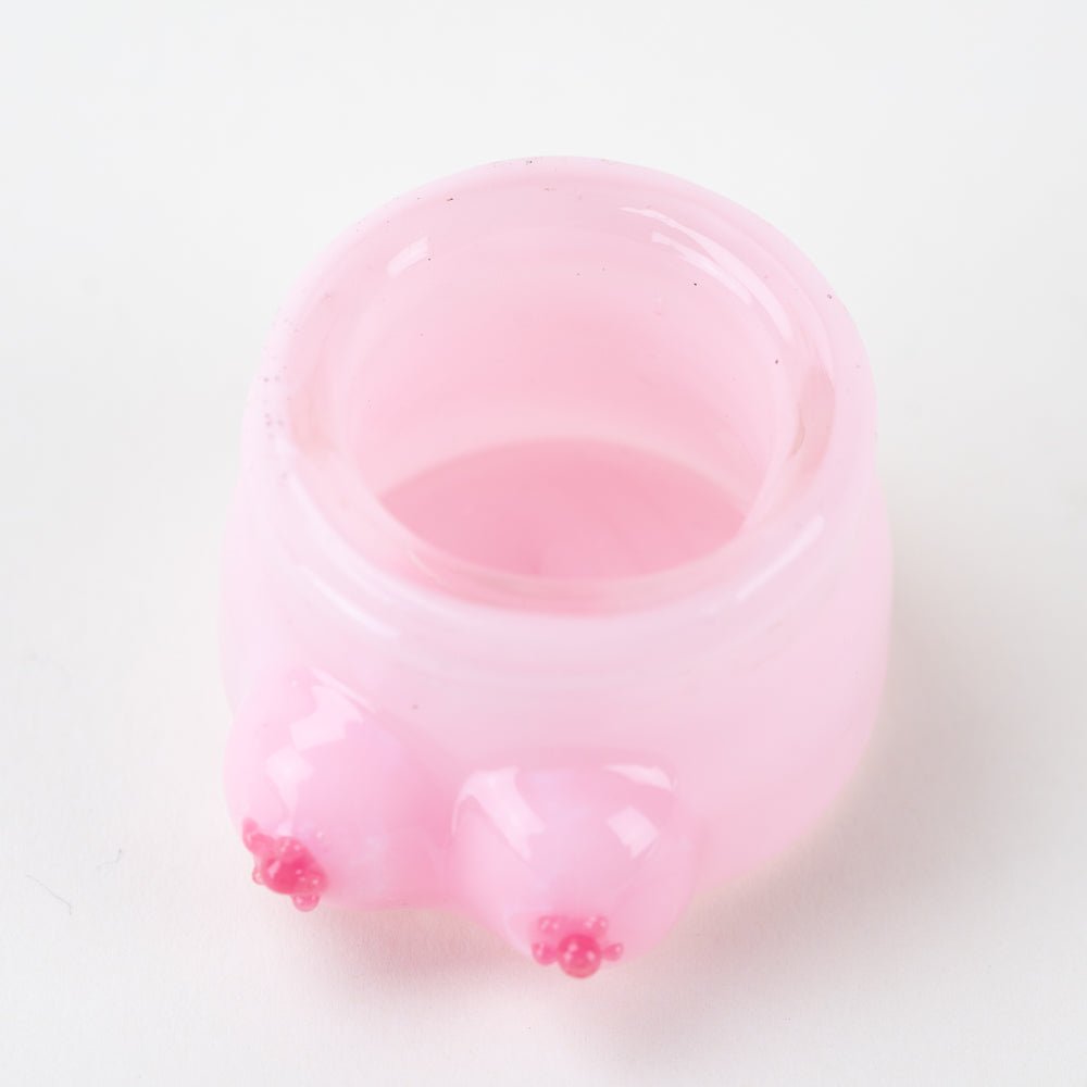 Collectible Boobies glass jar by Empire Glassworks with novelty artwork