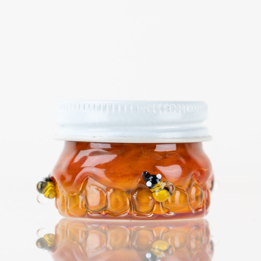 Empire Glassworks Honeycomb Terp Jar with amber glass and bee accents