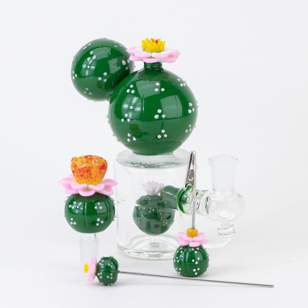 Empire Glassworks Peyote Flower Bundle - Peyote Mini Rig - UV Peyote Bowl Piece - Peyote Alligator Clip - Peyote Poker