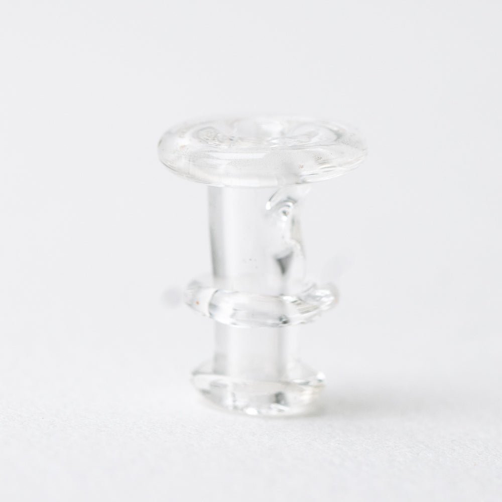 Empire Glassworks pink Puffco joystick cap with clear handmade glass detail