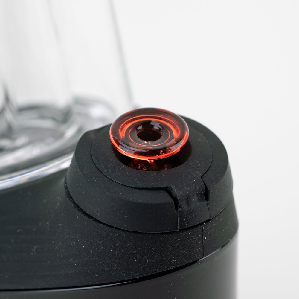 Empire Glassworks red Puffco accessory with a polished glass finish
