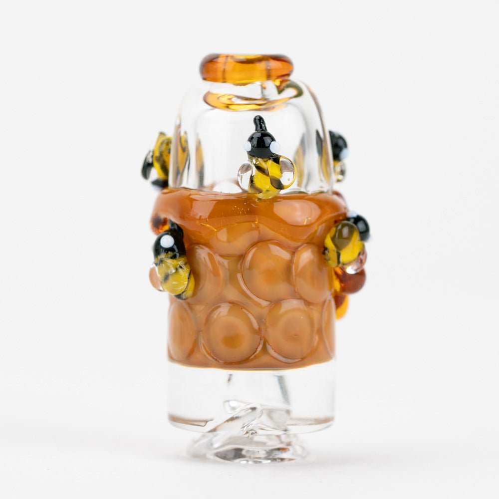 Empire Glassworks Puffco Pivot mouthpiece in the Save the Bees design