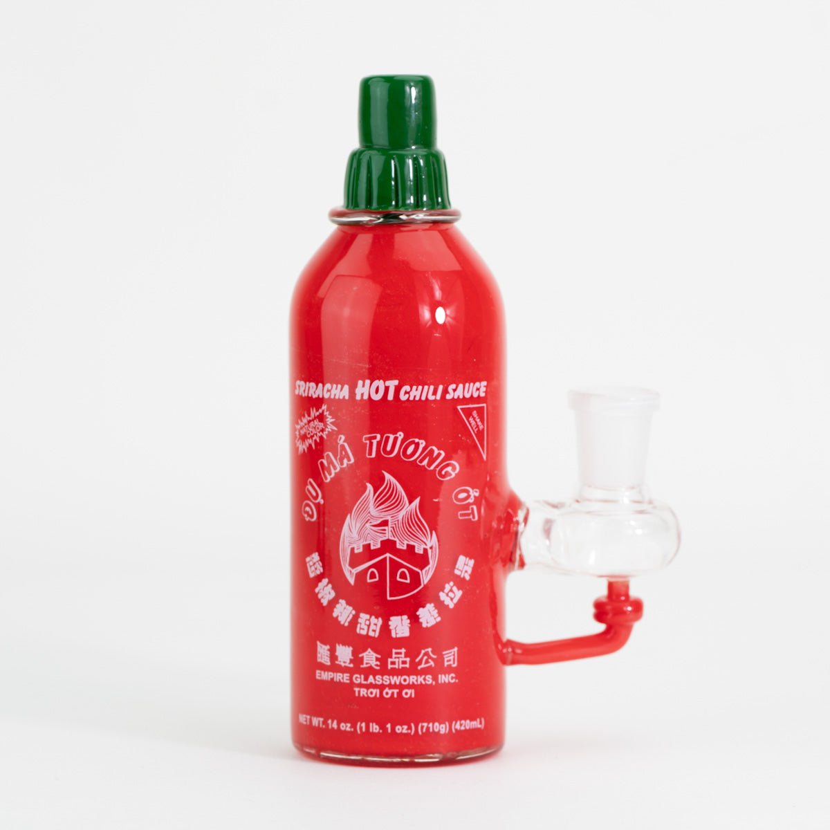 Hot chili sriracha sauce mini rig on white background
