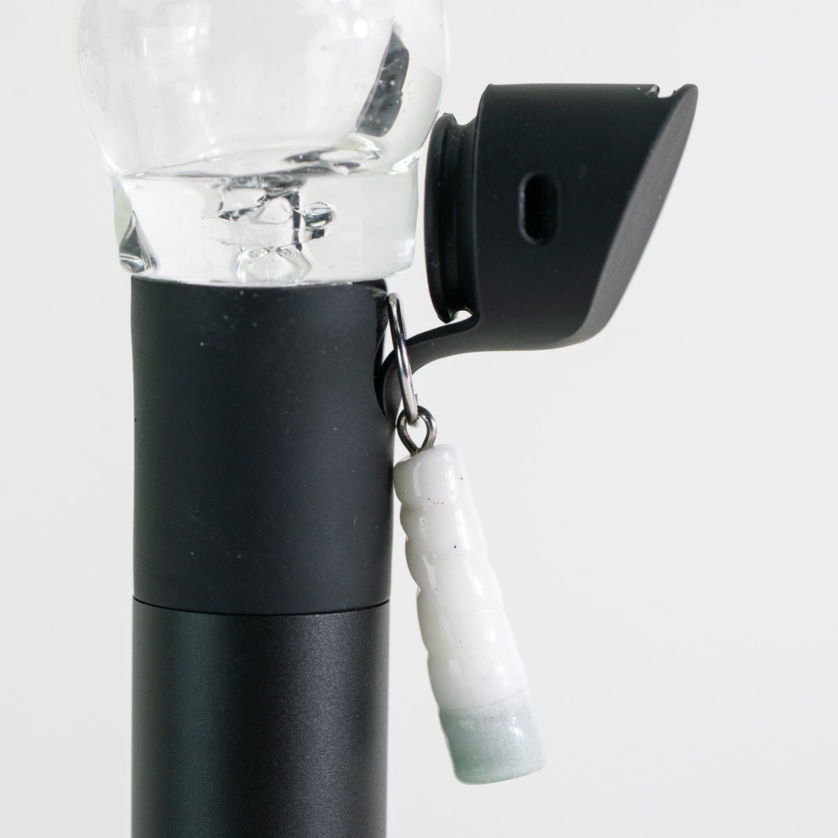 Doobie Puffco charm with clip for attaching to cases, bags, and gear