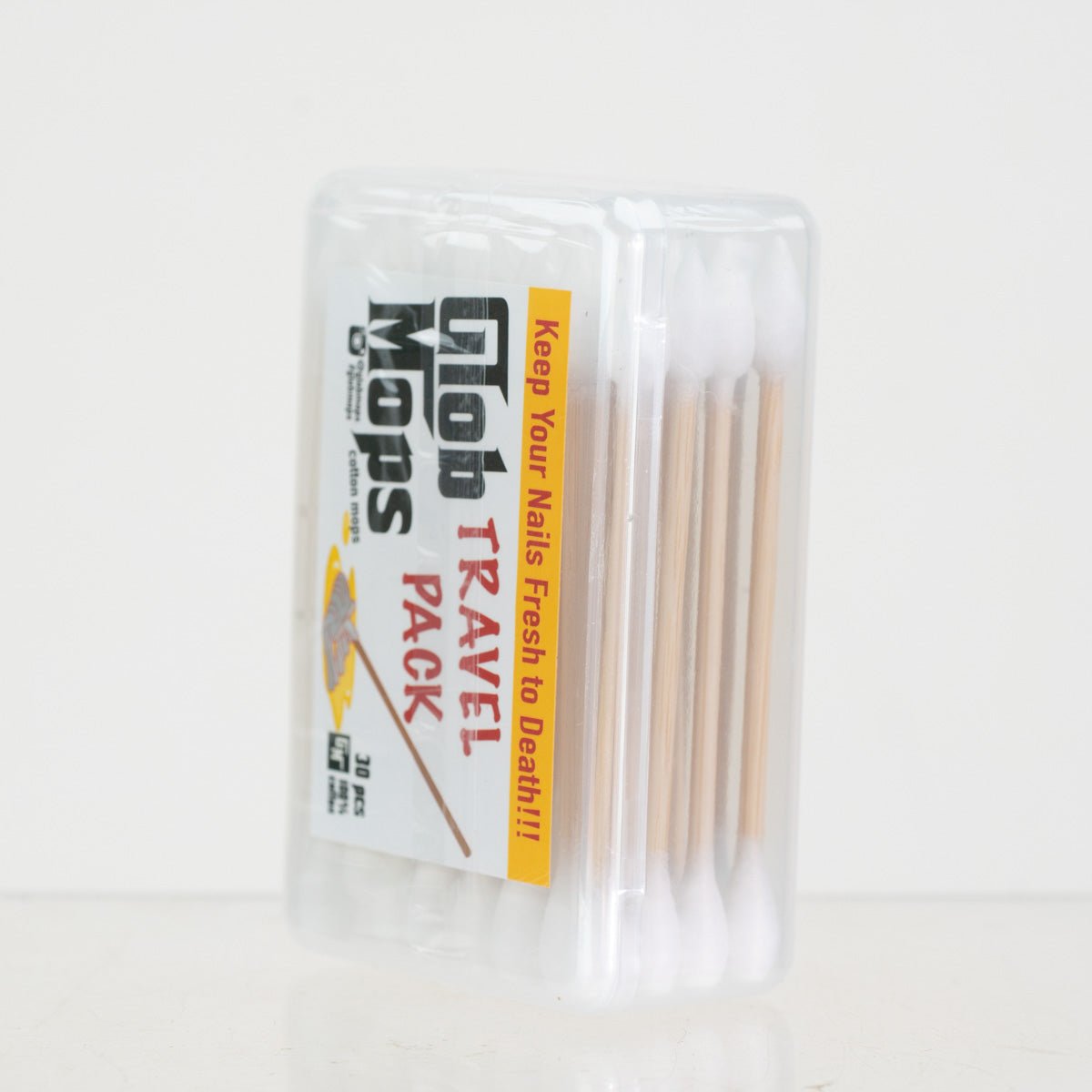 Open Glob Mops travel pack showing cotton swabs inside