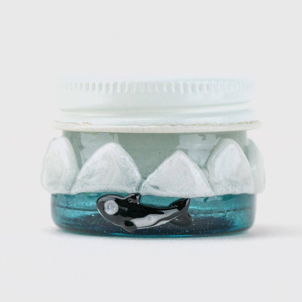 Handcrafted Empire Glassworks concentrate jar inspired by Arctic wildlife and icy scenery