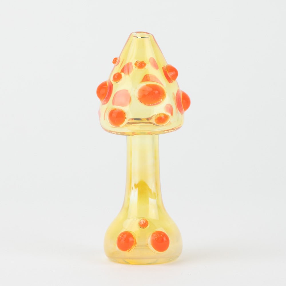 Home Blown Glass Small Fumed Mushroom Chillum - Lava Orange - Empire Smokes