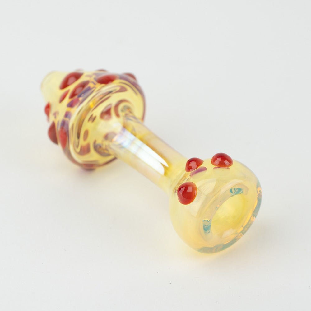 Home Blown Glass Small Fumed Mushroom Chillum - Rust Red - Empire Smokes