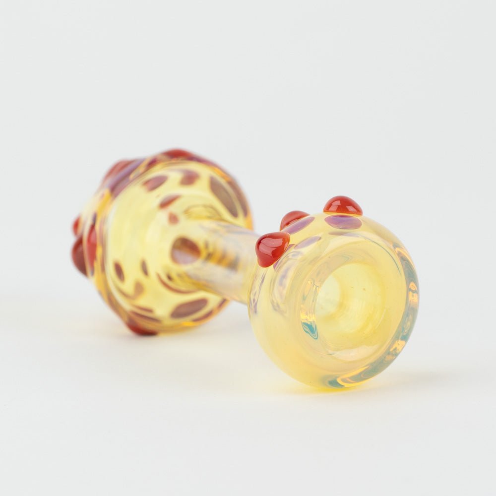 Home Blown Glass Small Fumed Mushroom Chillum - Rust Red - Empire Smokes