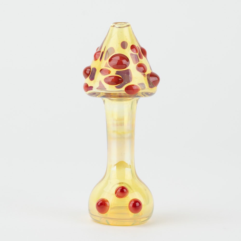 Home Blown Glass Small Fumed Mushroom Chillum - Rust Red - Empire Smokes