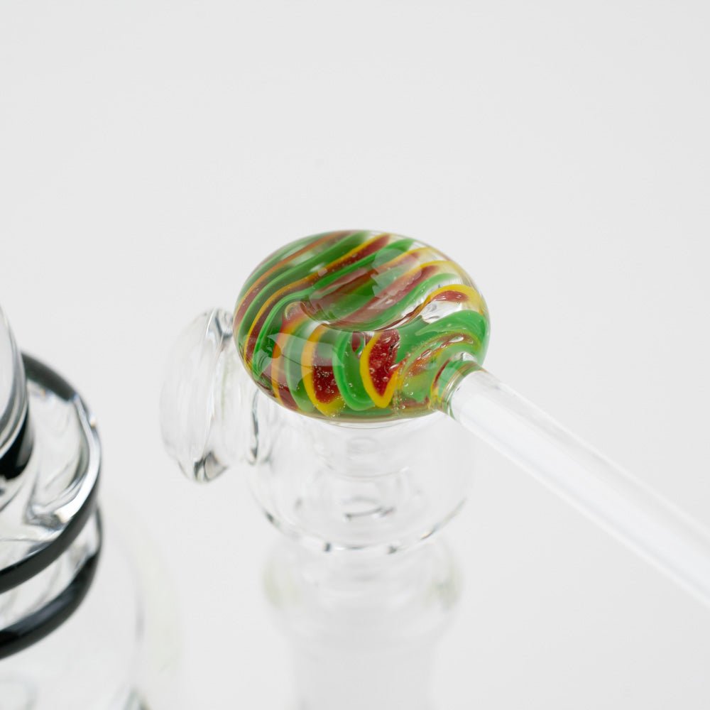 Home Blown Glass Swizzle Stick Hot Wand - Rasta - Empire Smokes