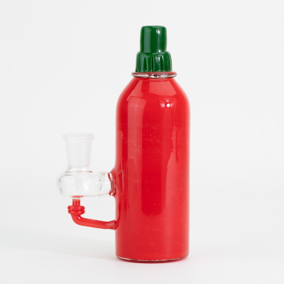 Bottle of glass sriracha mini rig