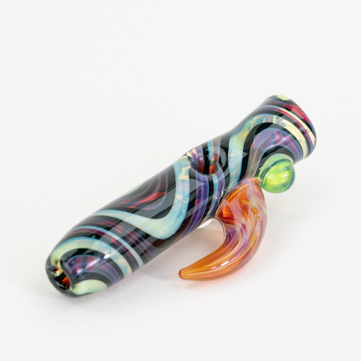 One of one Oracles Chamber glass chillum with bold multicolor linework