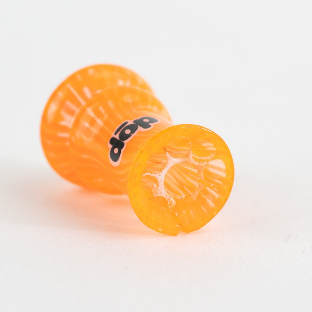 Angled view of orange honeycomb plume attached to pivot