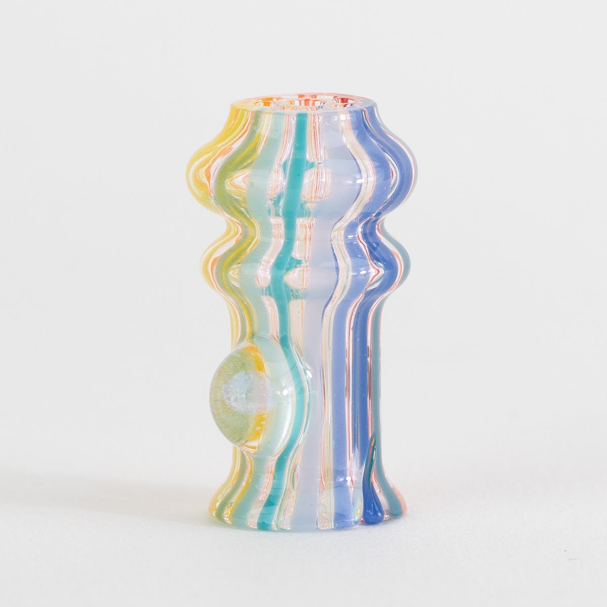 Angled view of rainbow honeycomb plume attached to pivot