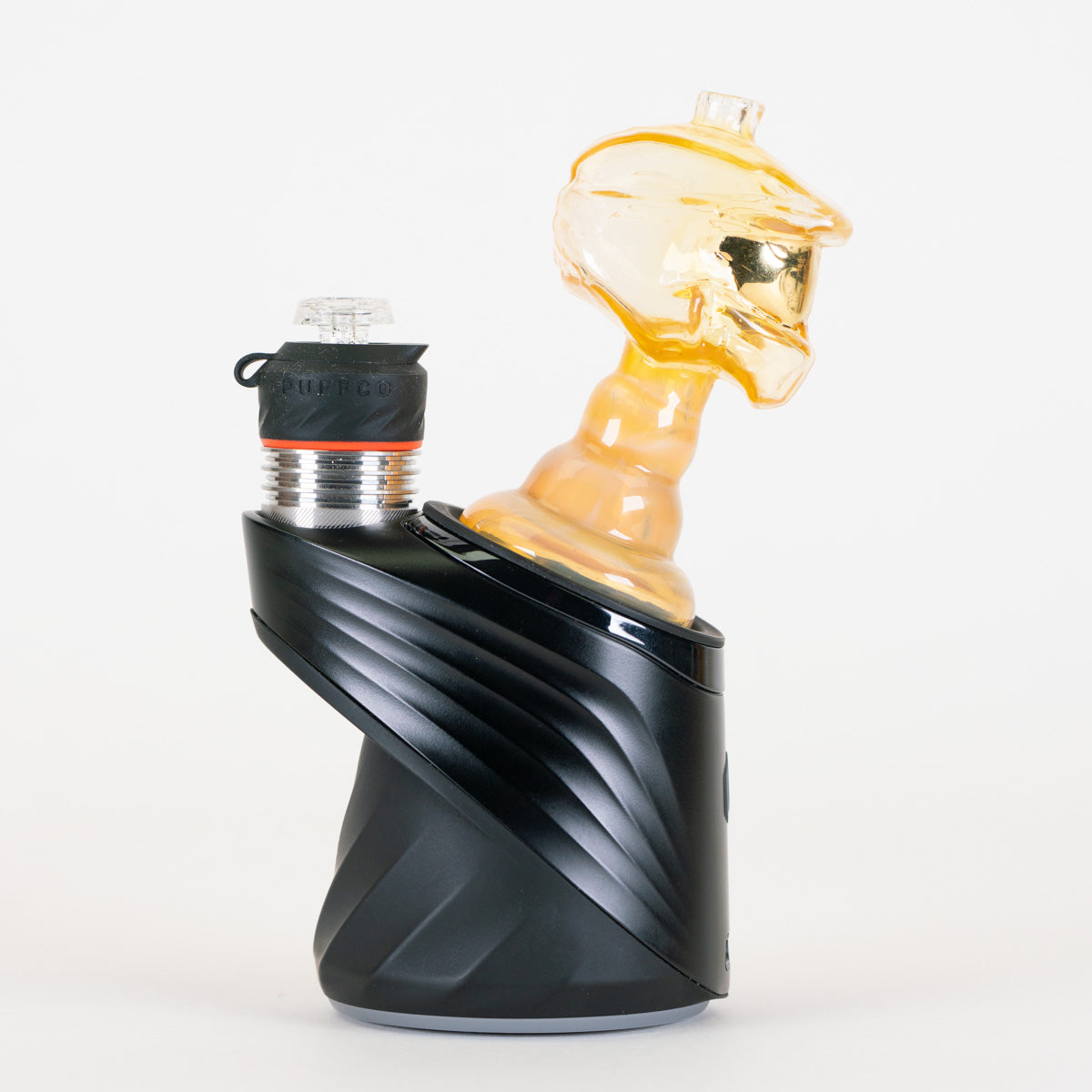 Golden Eternal Sun Puffco Peak Pro glass attachment with Spartan helmet design