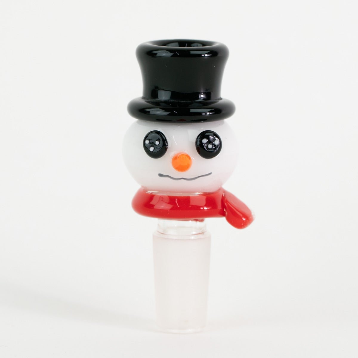 Empire Glassworks Snowman Bowl Piece with black hat and red scarf