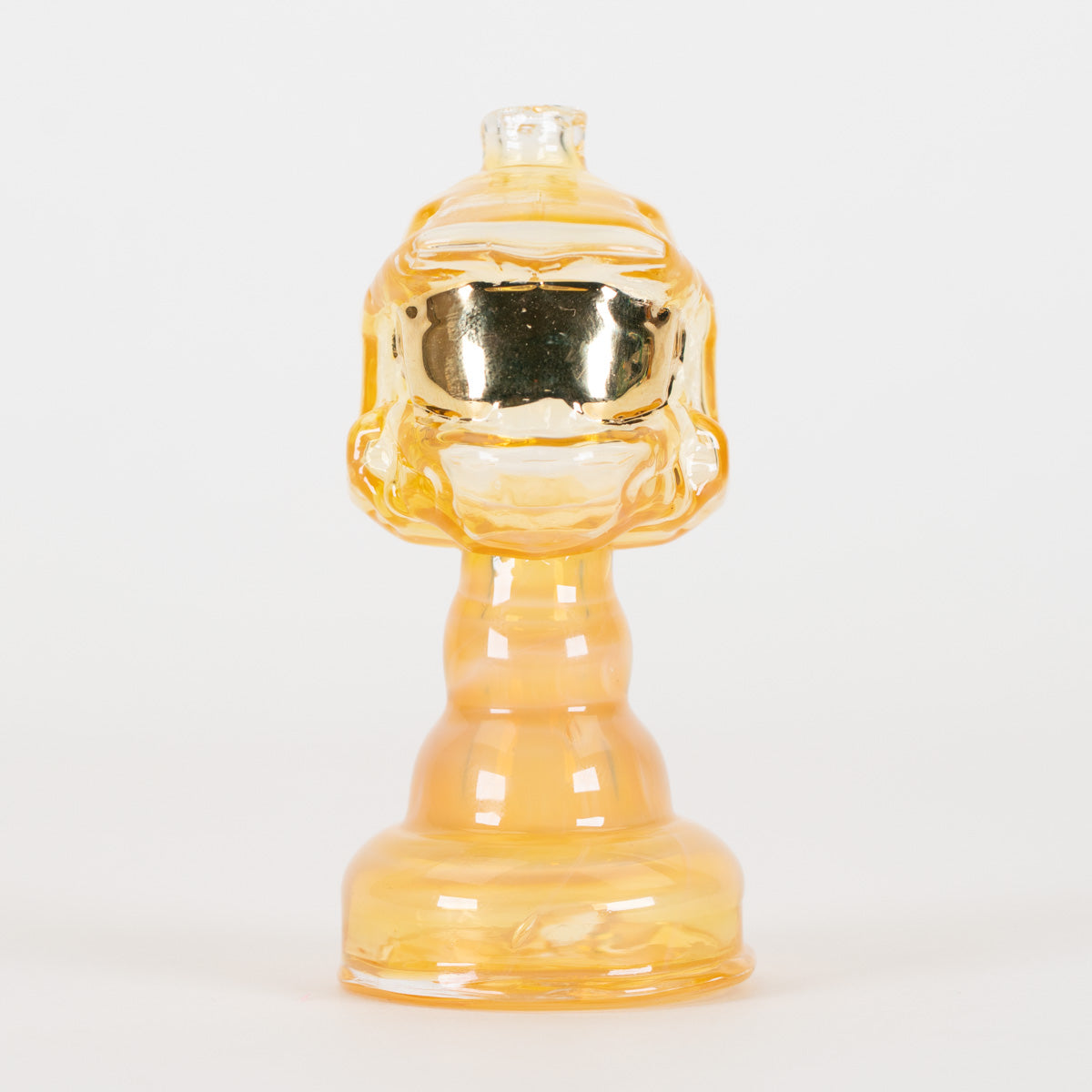 Spartan helmet themed Puffco Peak glass top in a warm golden colorway