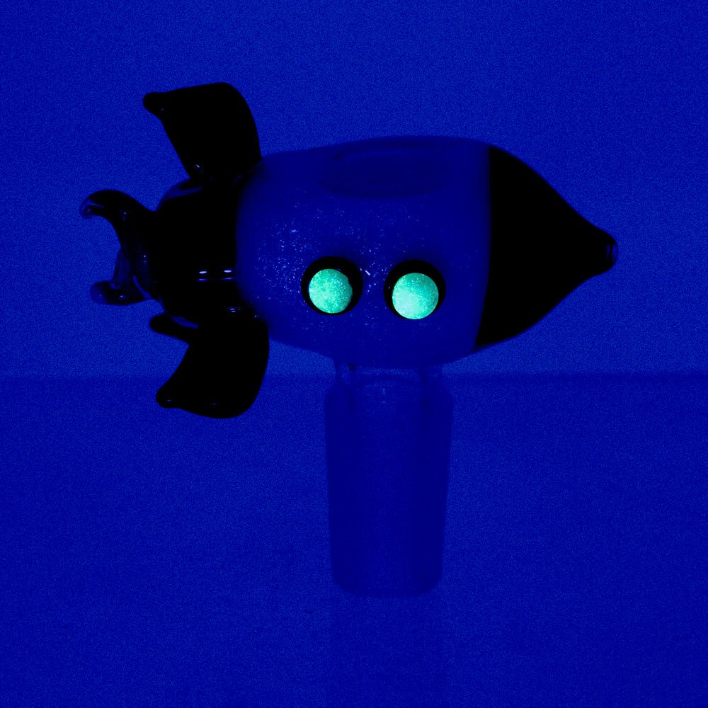 UV-reactive Space Cruiser Bowl Piece with colorful rocket-inspired glasswork