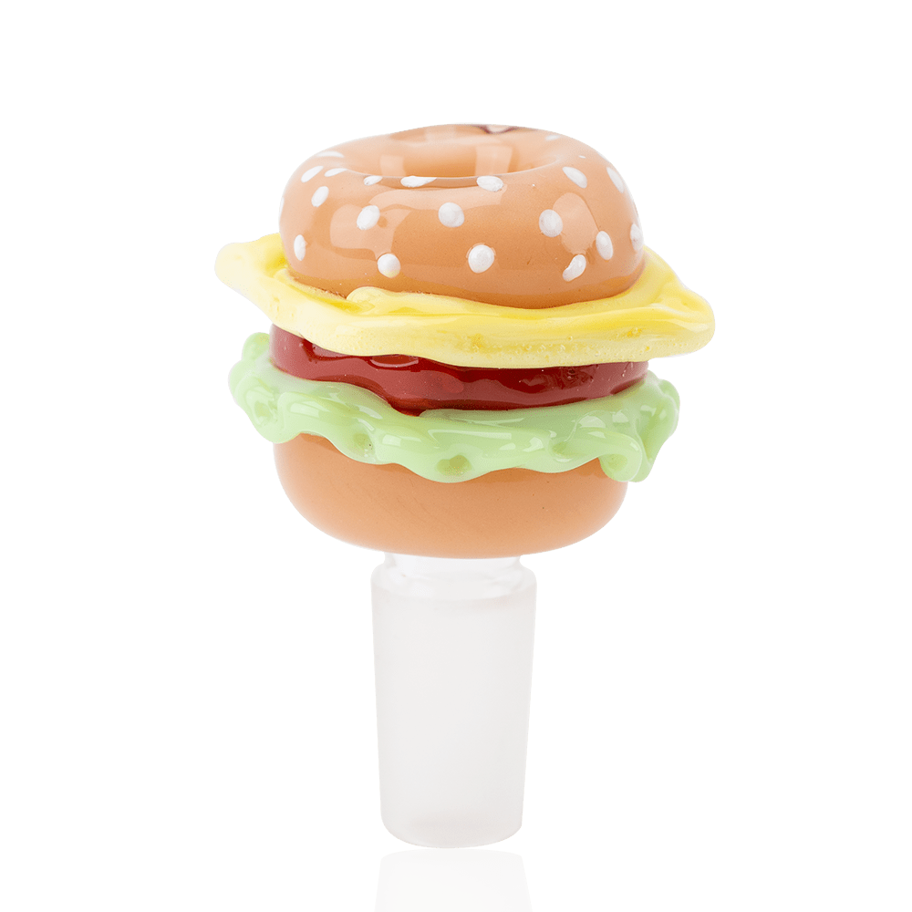 Empire Glassworks Burger Bowl Piece with layered cheeseburger glass design