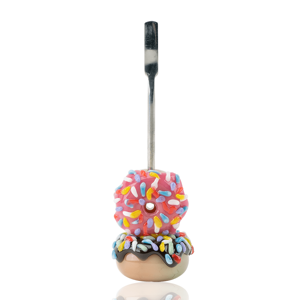 Empire Glassworks Donuts Dabber with stacked donut glass details and metal working end