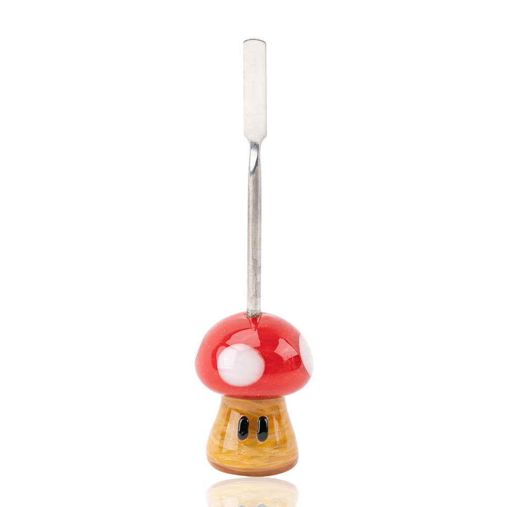 Empire Glassworks Mushroom Dabber with red mushroom glass detail and metal working end