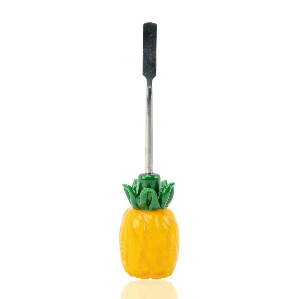 Empire Glassworks Pineapple Dabber with yellow glass pineapple base and metal working end