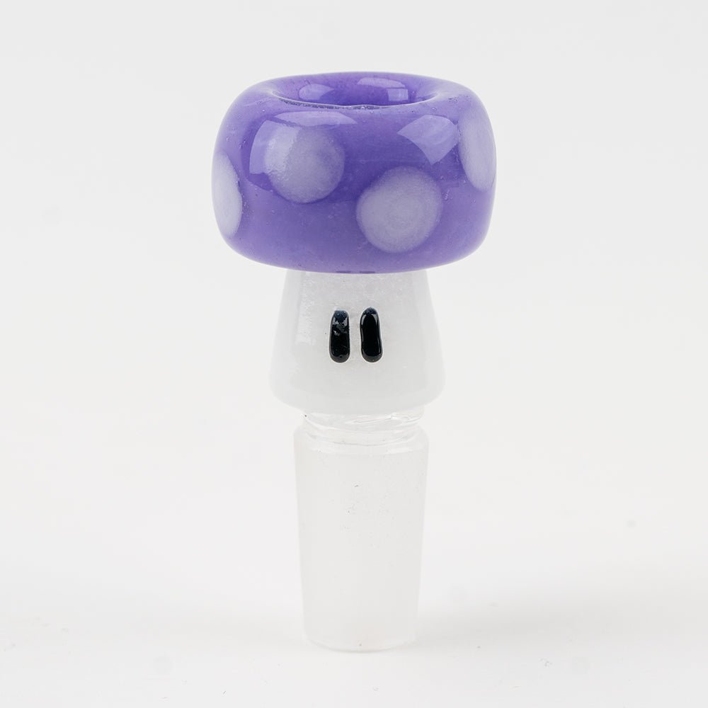 Empire Glassworks Purple Mushroom Bowl Piece with spotted purple cap and white stem
