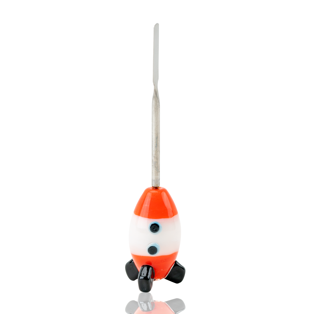 Empire Glassworks Space Cruiser Dabber with red and white rocket ship glass handle