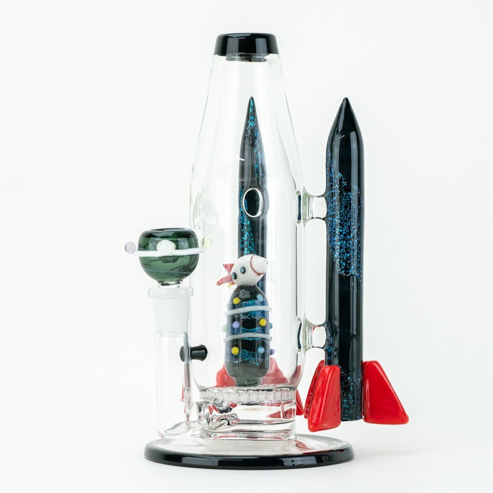 Rocket themed glass water pipe with space shuttle details