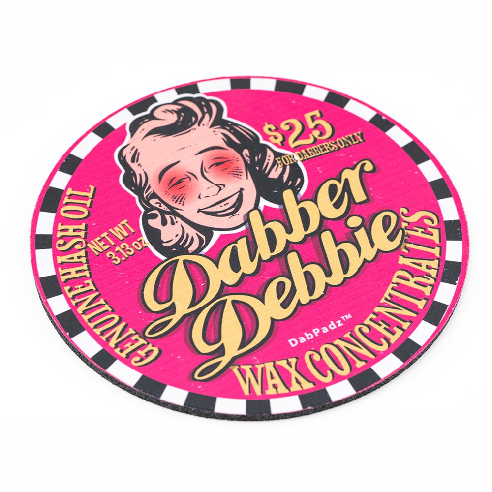 A round dab mat for safely holding glass bongs and dab rigs