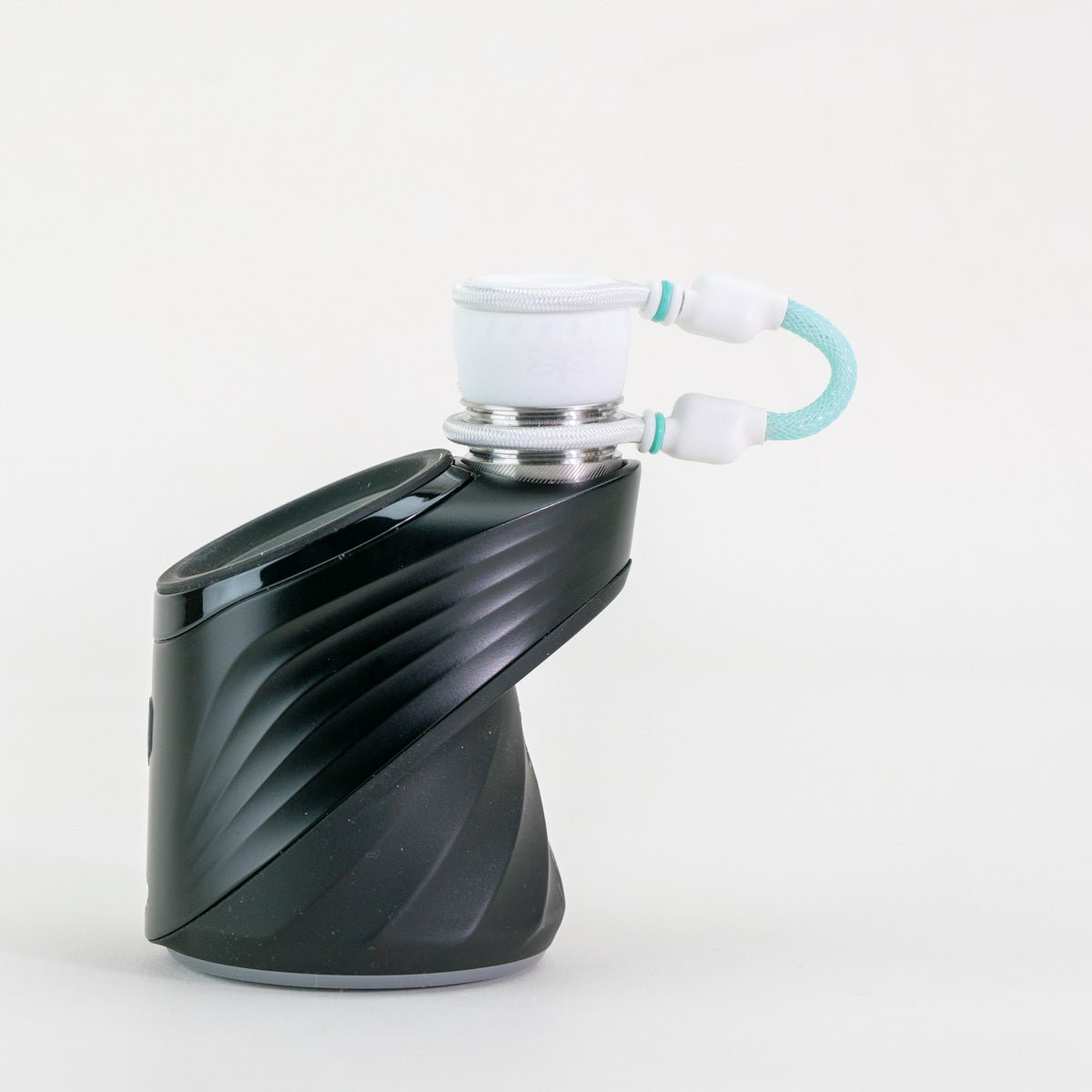 Futuristic blue tether attachment on Puffco device