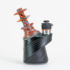 Colorful red fire glass attachment for Puffco device on white background