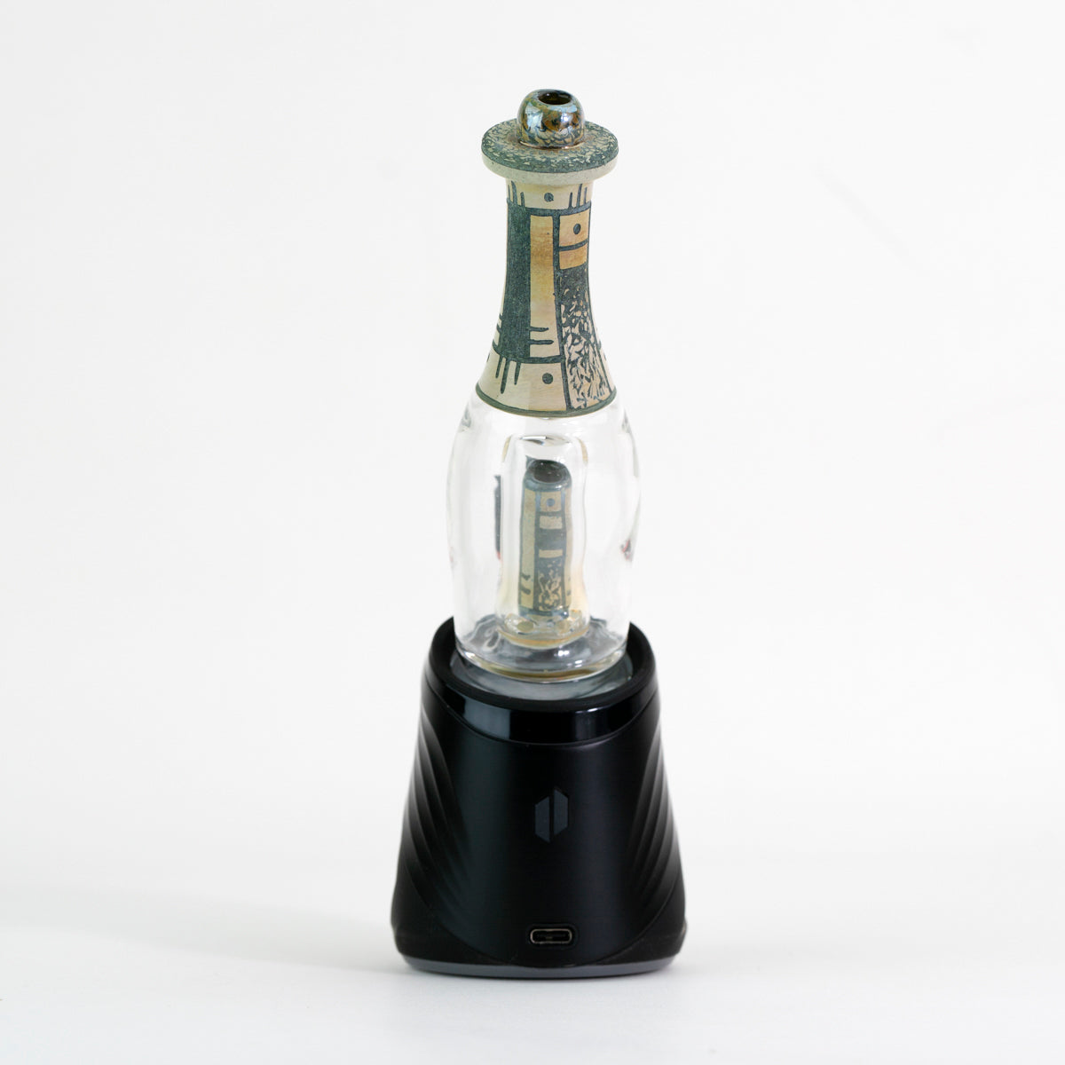 Green engraved water peak attachment on white background