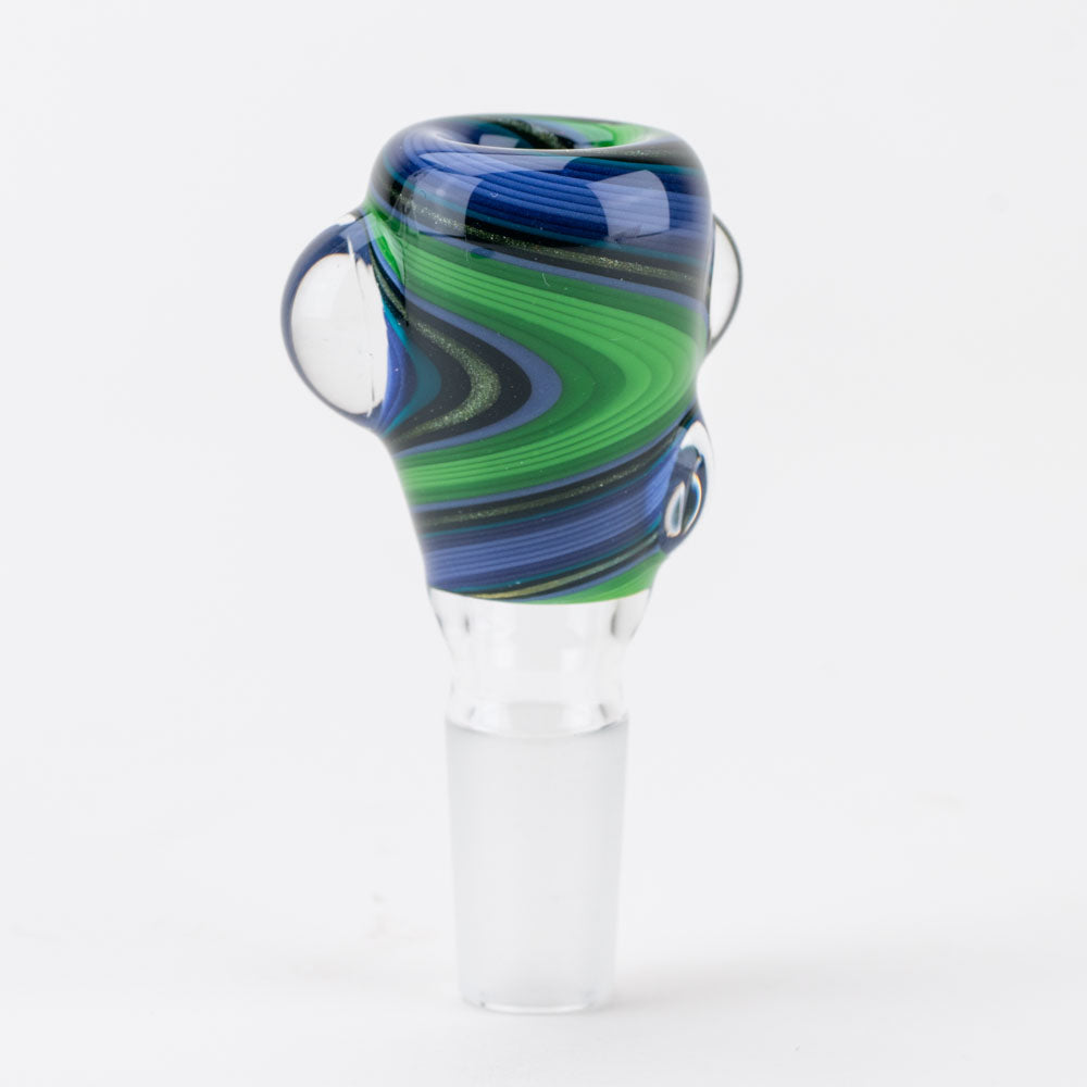 Marbled Push Wigwag Bowl Piece Vigil Glass heady glass green blue ghost opaline sparkle colors