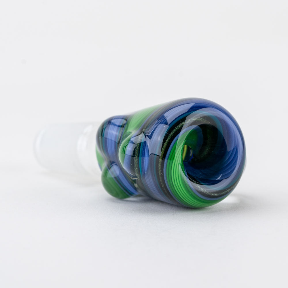 Marbled Push Wigwag Bowl Piece Vigil Glass heady glass green blue ghost opaline sparkle colors