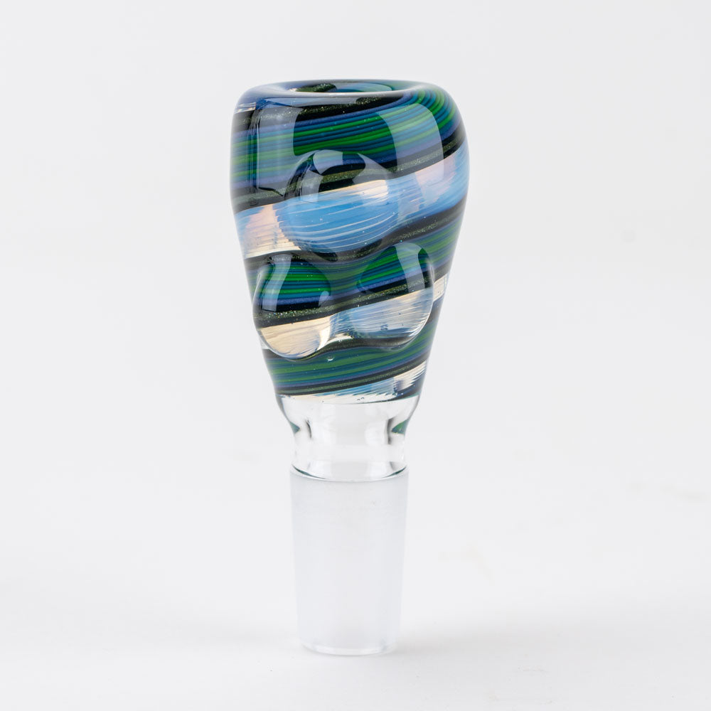 Marbled Push Wigwag Bowl Piece Vigil Glass heady glass green blue ghost opaline sparkle colors