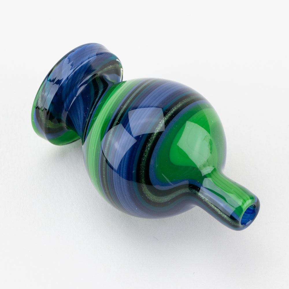 River Flown Bubble Cap Vigil Glass blue and green sparkle