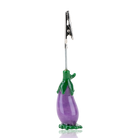 An eggplant shaped roach clip used to hold joints and other smokeables. 