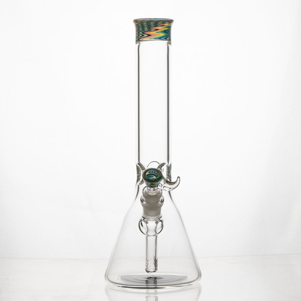 Barrel Kick Wigwag Beaker Water Pipe Glass Distractions Bong Wig Wag Heady Glass Thick Glass Wavey Rainbow Beaker Glass Distractions Heady Wigwag American Glass San Diego