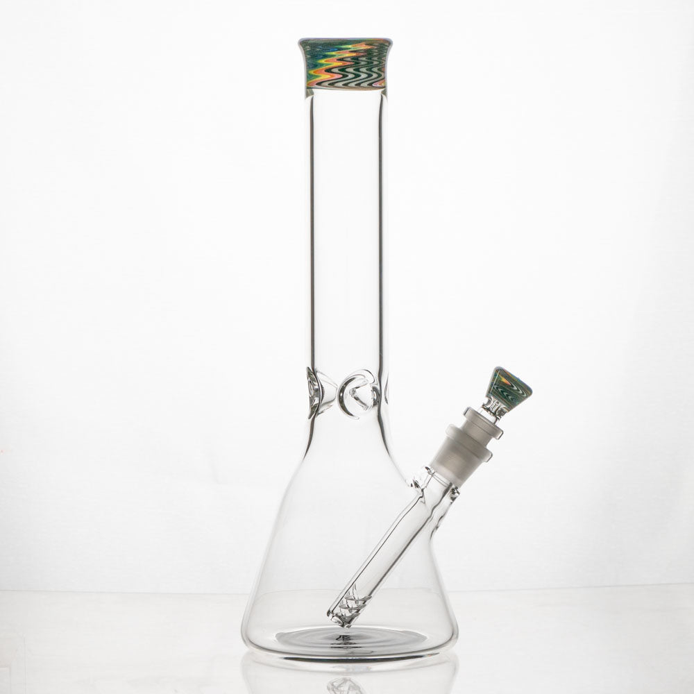 Barrel Kick Wigwag Beaker Water Pipe Glass Distractions Bong Wig Wag Heady Glass Thick Glass Wavey Rainbow Beaker Glass Distractions Heady Wigwag American Glass San Diego