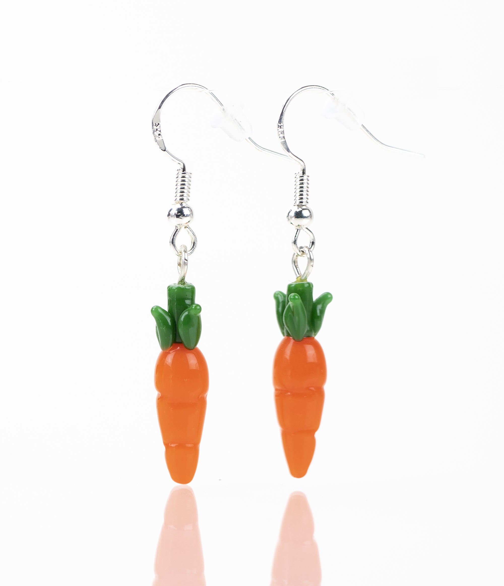 carrot earrings orange body and green stem with silver hook Carrot Dangle Earrings - Set of Two Empire Smokes