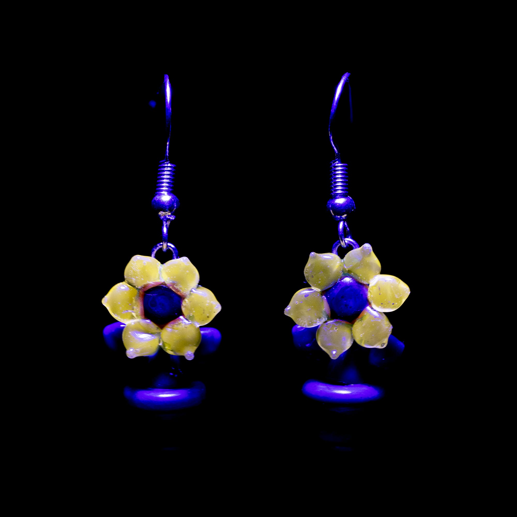 Uv yellow sunflower dangle earring Sunflower Dangle Earrings - Set of Two Empire Smokes