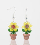 Yellow Sunflower Earring featuring a sun flower and pot Sunflower Dangle Earrings - Set of Two Empire Smokes